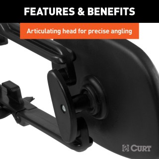 CURT Extended View Tow Mirror for Enhanced Towing Visibility CURT extended view tow mirror attached to a vehicle mirror, enhancing rear visibility while towing.