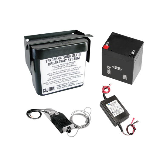 Complete Trailer Breakaway System with Charger for 1-4 Axles Complete trailer breakaway system with electric brakes for 1-4 axle trailers