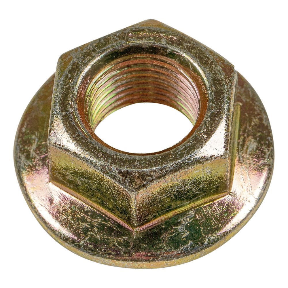 Lippert yellow zinc-plated hex flange nut with 9/16-18 thread end