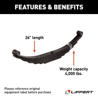 Lippert 26 Inch Replacement Leaf Spring for RV Trailer Lippert 26 inch replacement leaf spring for RV trailer with 4,000 lbs capacity