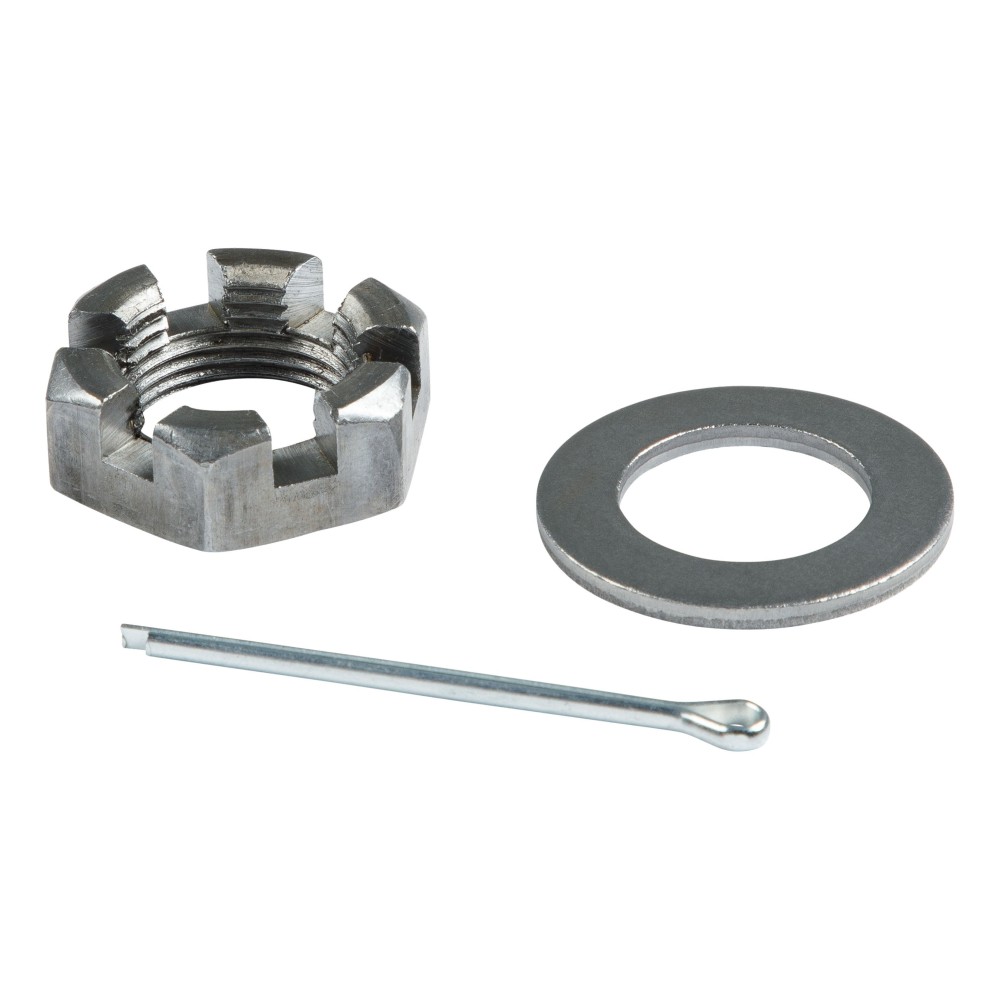 Lippert Spindle Nut Retainer Kit - Complete 1 Inch Round Set Lippert spindle nut retainer kit featuring 6-slot castle nut, washer, and cotter pin
