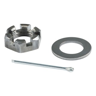Lippert Spindle Nut Retainer Kit - Complete 1 Inch Round Set Lippert spindle nut retainer kit featuring 6-slot castle nut, washer, and cotter pin