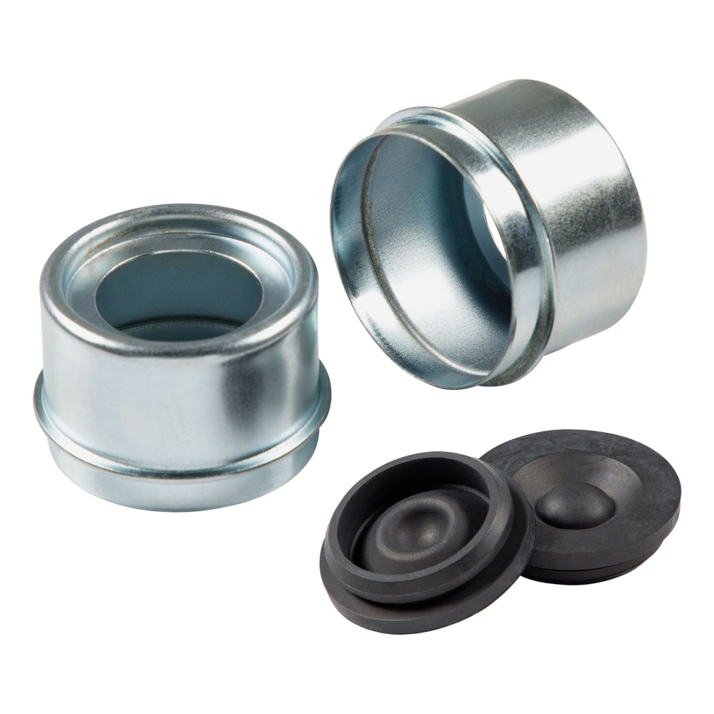 Lippert Complete Dust Cap Replacement Kit with Universal Inserts Lippert complete dust cap replacement kit featuring two dust caps and universal rubber inserts for seamless axle maintenance.