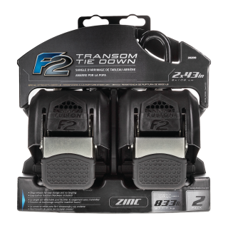 Fulton F2 Transom Tie Downs with Retractable Strap Fulton F2 Transom tie downs for secure boat travel with retractable strap and J-hooks