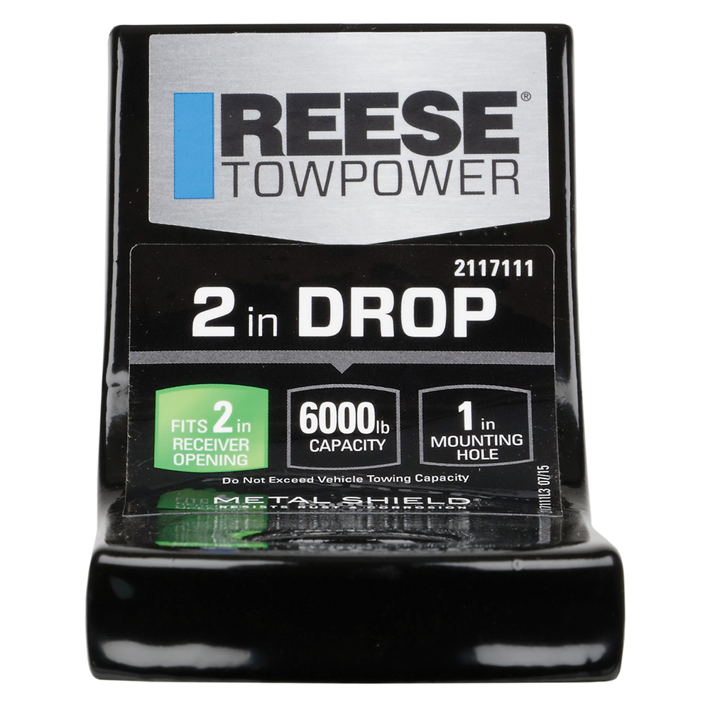 REESE Ball Mount for 2 Inch Hitch Receiver with 6,000 lbs Capacity REESE ball mount fitting a 2 inch hitch receiver with 6,000 lbs capacity, angle cut design, metal shield finish