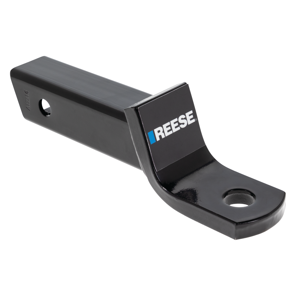 REESE Ball Mount for 2 Inch Hitch Receiver with 6,000 lbs Capacity REESE ball mount fitting a 2 inch hitch receiver with 6,000 lbs capacity, angle cut design, metal shield finish