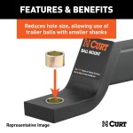 CURT Reducer Bushing for Trailer Ball Fitment, 1-3/8 to 1-1/4 Inch CURT reducer bushing with yellow zinc finish, reducing hole size for trailer ball fitment.