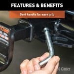 CURT 1/2" solid steel hitch pin with zinc finish for towing CURT 1/2 inch hitch pin with zinc finish, designed for towing, fits 1-1/4 inch receivers