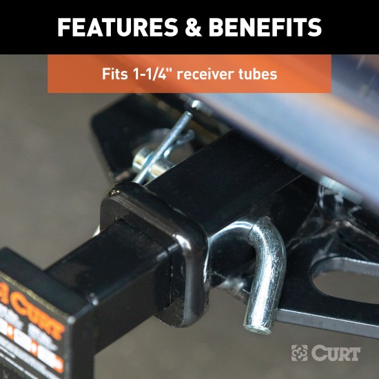 CURT 1/2" solid steel hitch pin with zinc finish for towing CURT 1/2 inch hitch pin with zinc finish, designed for towing, fits 1-1/4 inch receivers