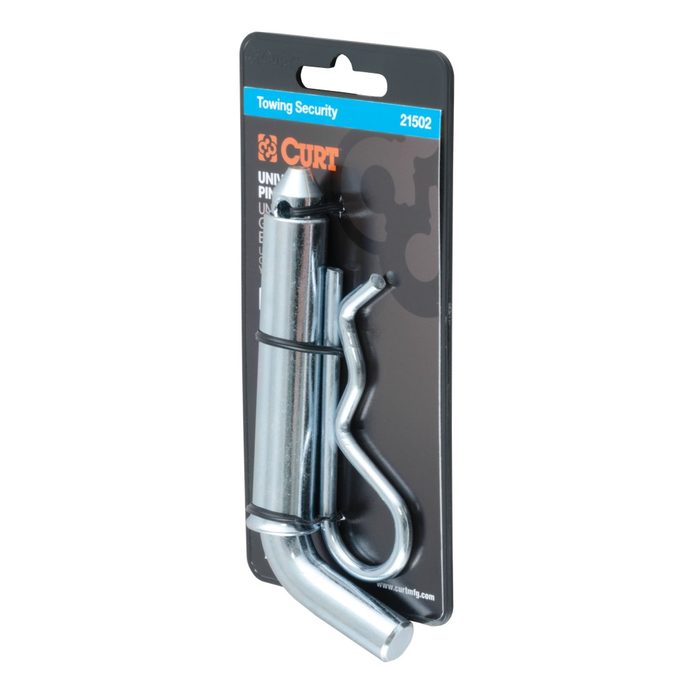 CURT 1/2 inch hitch pin with zinc finish, fits 1-1/4" or 2" shanks, secure towing