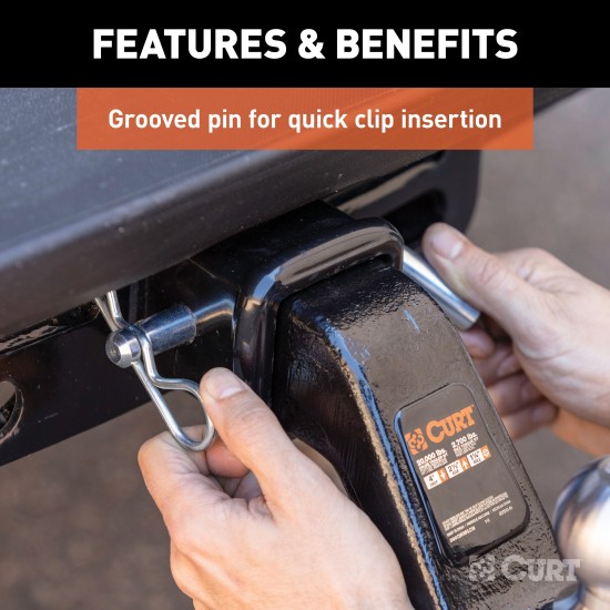 CURT 5/8 Inch Heavy-Duty Hitch Pin with Clip for 3 Inch Receivers CURT 5/8 inch hitch pin with zinc finish for 3 inch receivers and clip