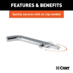 CURT 1/2 inch hitch pin made of solid steel with a zinc finish and swivel-type retainer.