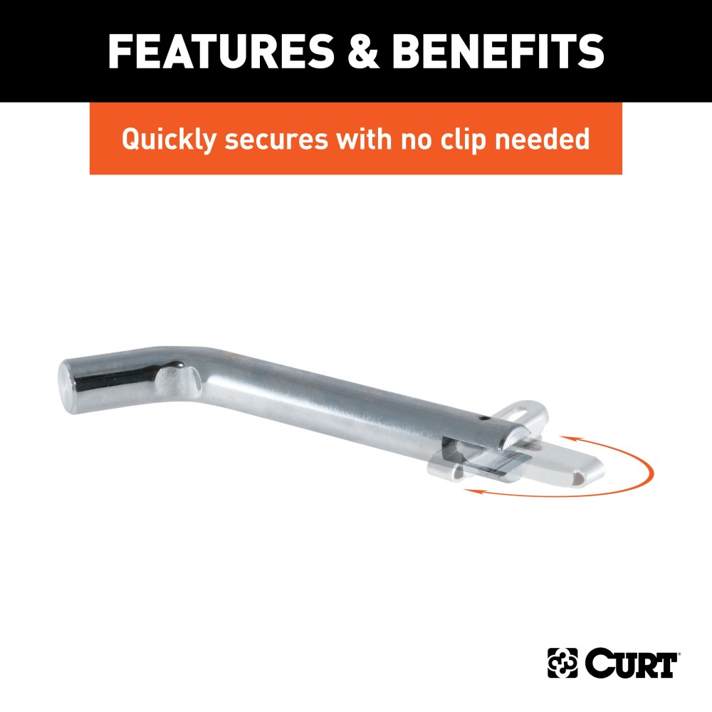 CURT 5/8" Hitch Pin with Swivel Retainer and Zinc Finish CURT 5/8 inch hitch pin featuring a zinc finish and swivel retainer for secure, rust-resistant heavy-duty towing.