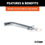 CURT 5/8" Hitch Pin with Swivel Retainer and Zinc Finish CURT 5/8 inch hitch pin featuring a zinc finish and swivel retainer for secure, rust-resistant heavy-duty towing.