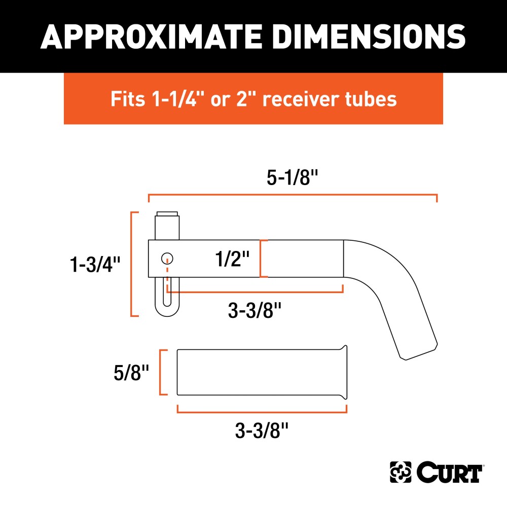 CURT 1/2 inch swivel hitch pin with zinc finish and adapter for secure towing.