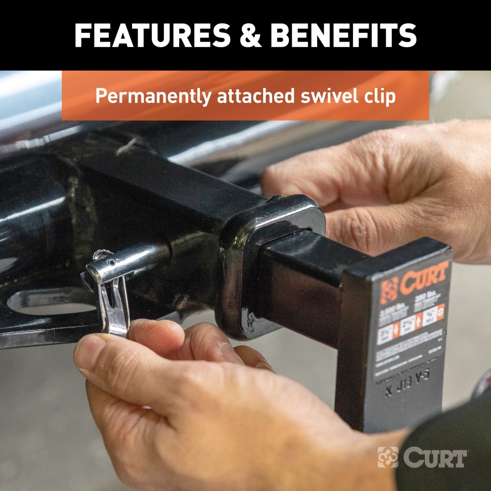 CURT 1/2 inch swivel hitch pin with zinc finish and adapter for secure towing.