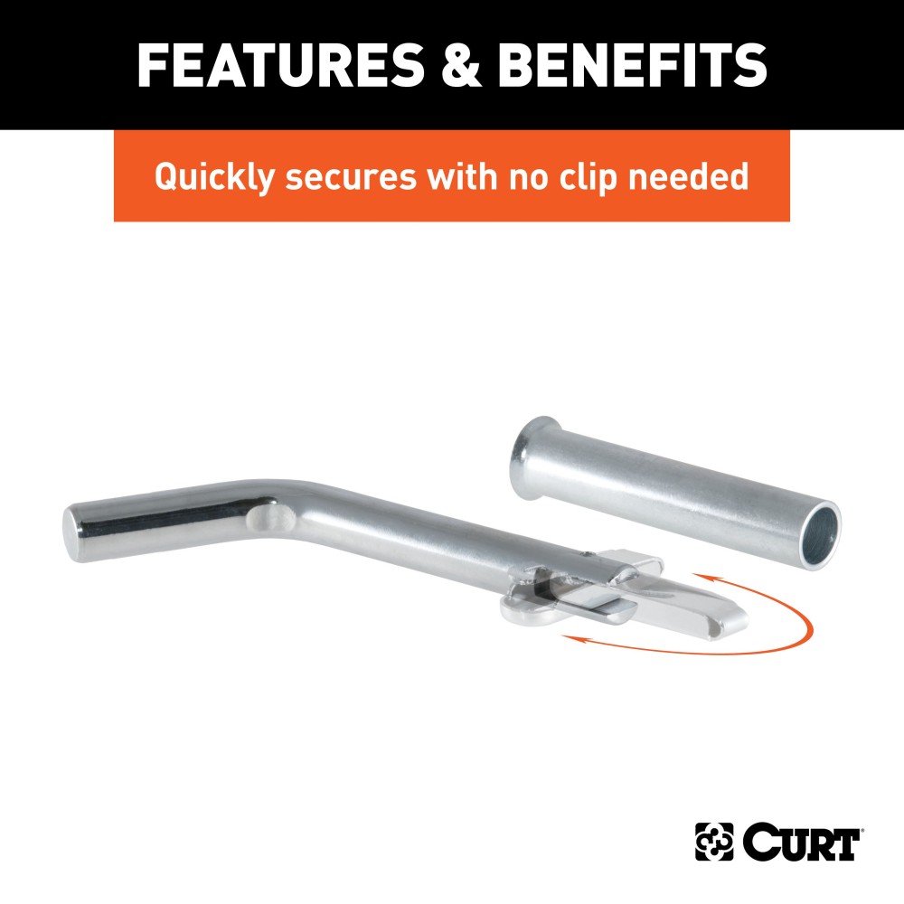 CURT 1/2 inch swivel hitch pin with zinc finish and adapter for secure towing.