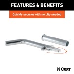 CURT 1/2 Inch Swivel Hitch Pin with Adapter and Zinc Finish CURT 1/2 inch swivel hitch pin with zinc finish and adapter for secure towing.