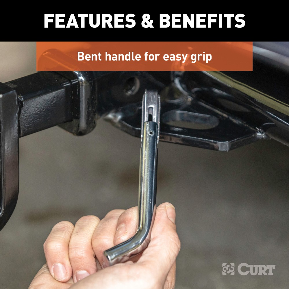 CURT 1/2 inch swivel hitch pin with zinc finish and adapter for secure towing.