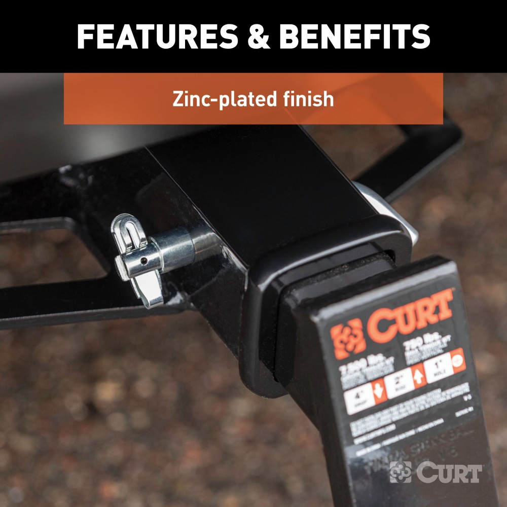 CURT 1/2 inch swivel hitch pin with zinc finish and adapter for secure towing.