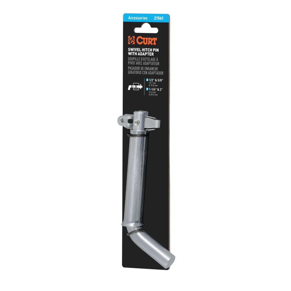 CURT 1/2 inch swivel hitch pin with zinc finish and adapter for secure towing.