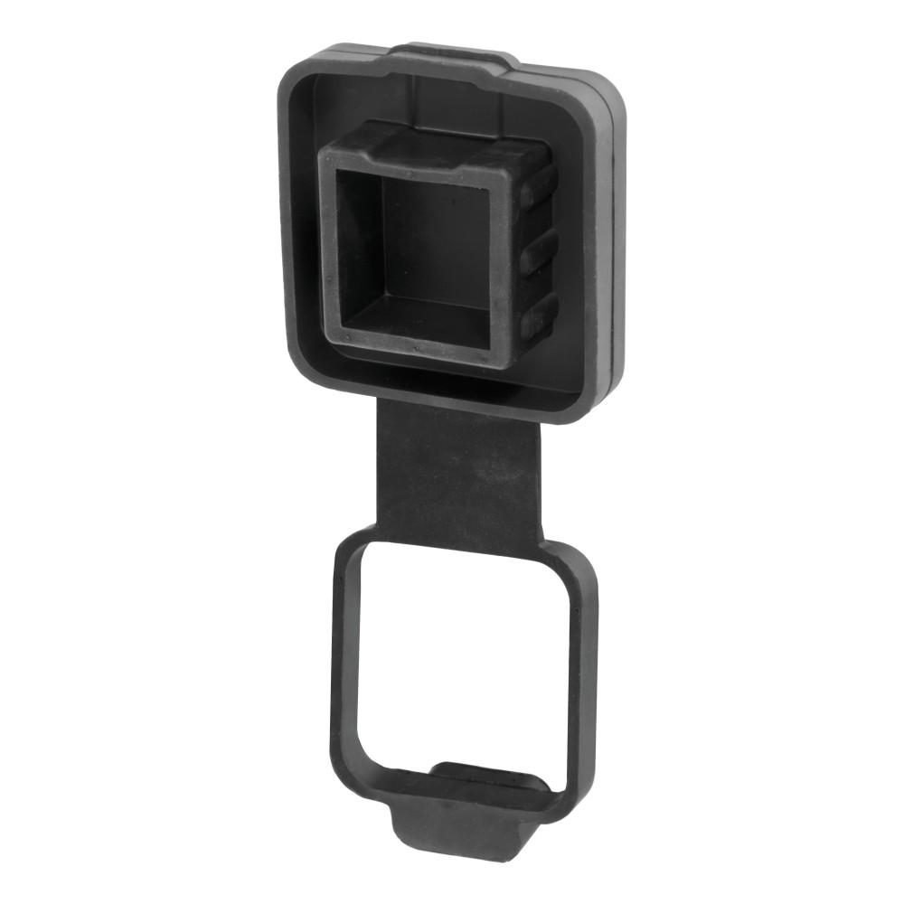 CURT 2 x 2 Inch Rubber Receiver Tube Cover for Trailer Hitch CURT 2 x 2 inch black rubber receiver tube cover on trailer hitch