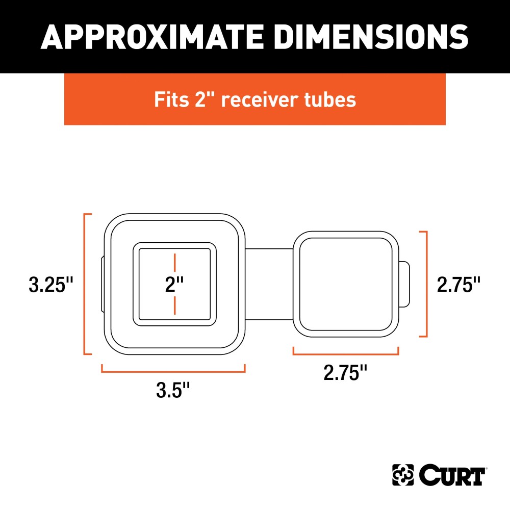 CURT 2 x 2 Inch Rubber Receiver Tube Cover for Trailer Hitch CURT 2 x 2 inch black rubber receiver tube cover on trailer hitch