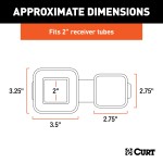CURT 2 x 2 Inch Rubber Receiver Tube Cover for Trailer Hitch CURT 2 x 2 inch black rubber receiver tube cover on trailer hitch