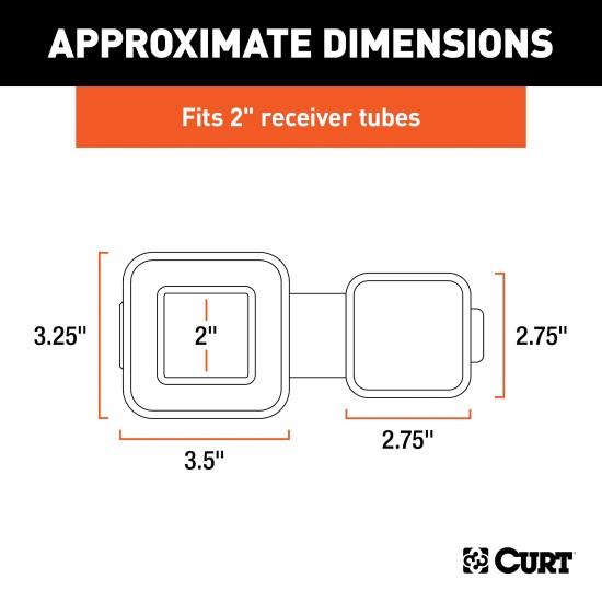 CURT 2 x 2 Inch Rubber Receiver Tube Cover for Trailer Hitch CURT 2 x 2 inch black rubber receiver tube cover on trailer hitch