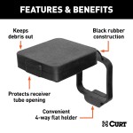 CURT 2 x 2 Inch Rubber Receiver Tube Cover for Trailer Hitch CURT 2 x 2 inch black rubber receiver tube cover on trailer hitch