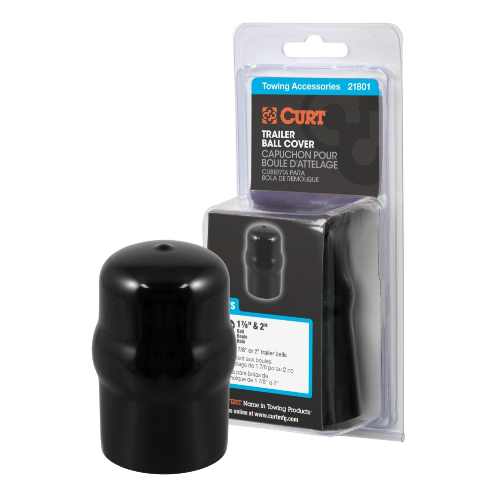 CURT Rubber Trailer Ball Cover for 1-7/8 or 2 Inch Balls CURT rubber trailer ball cover, black, fits 1-7/8 or 2 inch trailer balls