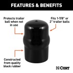 CURT Rubber Trailer Ball Cover for 1-7/8 or 2 Inch Balls CURT rubber trailer ball cover, black, fits 1-7/8 or 2 inch trailer balls