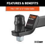 CURT Rubber Trailer Ball Cover for 1-7/8 or 2 Inch Balls CURT rubber trailer ball cover, black, fits 1-7/8 or 2 inch trailer balls