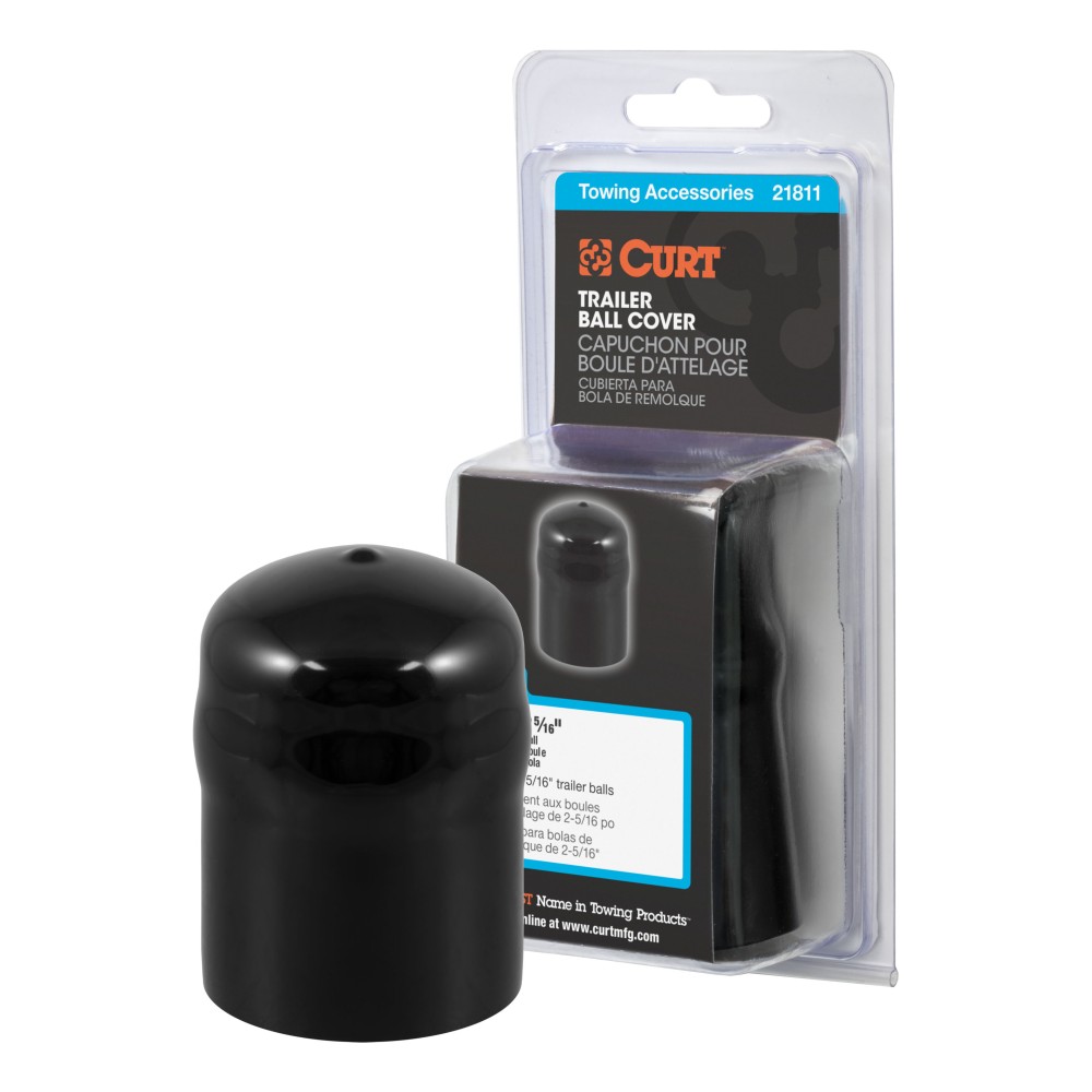 CURT Rubber Trailer Ball Cover for 2-5/16 Inch Balls Black rubber trailer ball cover by CURT fitting 2-5/16 inch diameter trailer balls.