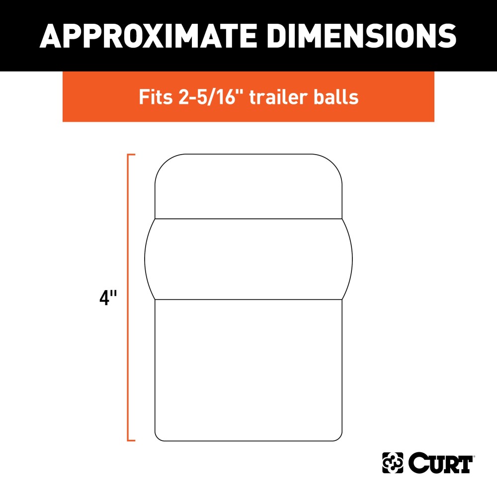 CURT Rubber Trailer Ball Cover for 2-5/16 Inch Balls Black rubber trailer ball cover by CURT fitting 2-5/16 inch diameter trailer balls.