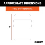 CURT Rubber Trailer Ball Cover for 2-5/16 Inch Balls Black rubber trailer ball cover by CURT fitting 2-5/16 inch diameter trailer balls.
