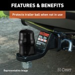 CURT Rubber Trailer Ball Cover for 2-5/16 Inch Balls Black rubber trailer ball cover by CURT fitting 2-5/16 inch diameter trailer balls.