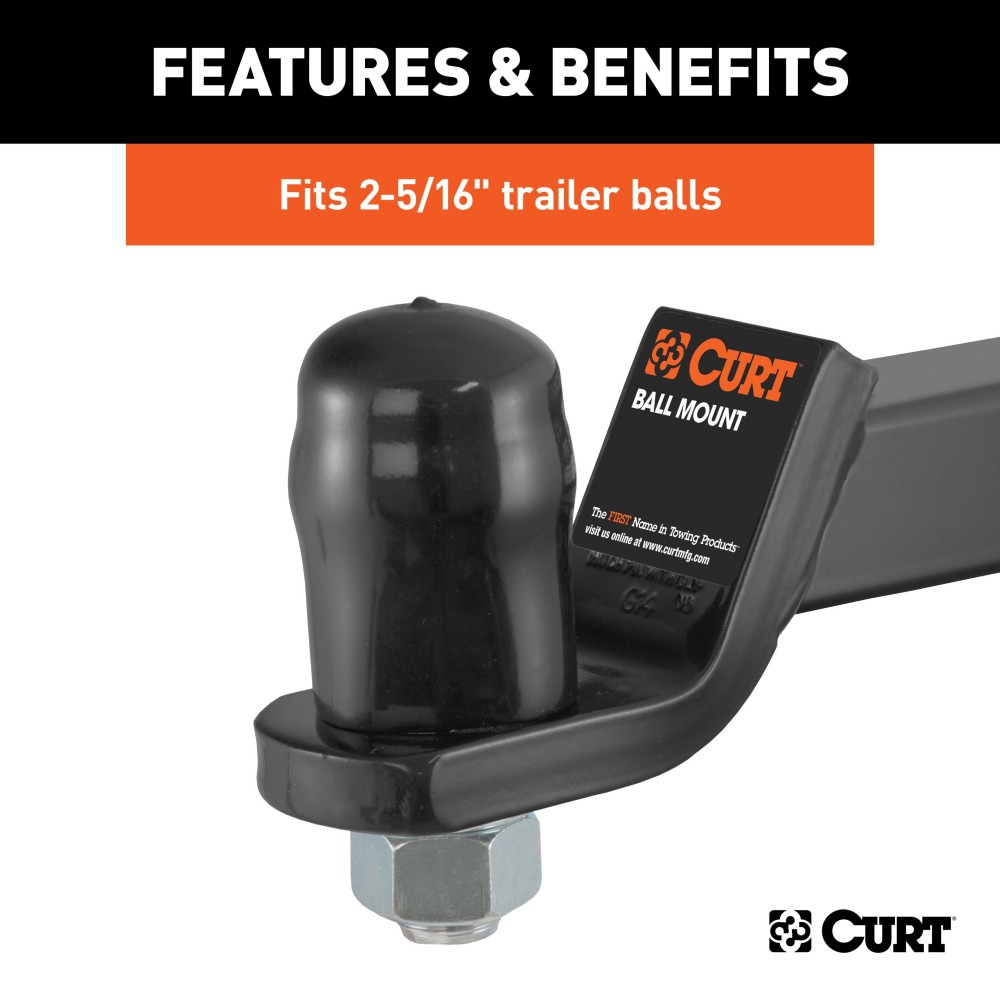 CURT Rubber Trailer Ball Cover for 2-5/16 Inch Balls Black rubber trailer ball cover by CURT fitting 2-5/16 inch diameter trailer balls.