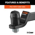 CURT Rubber Trailer Ball Cover for 2-5/16 Inch Balls Black rubber trailer ball cover by CURT fitting 2-5/16 inch diameter trailer balls.
