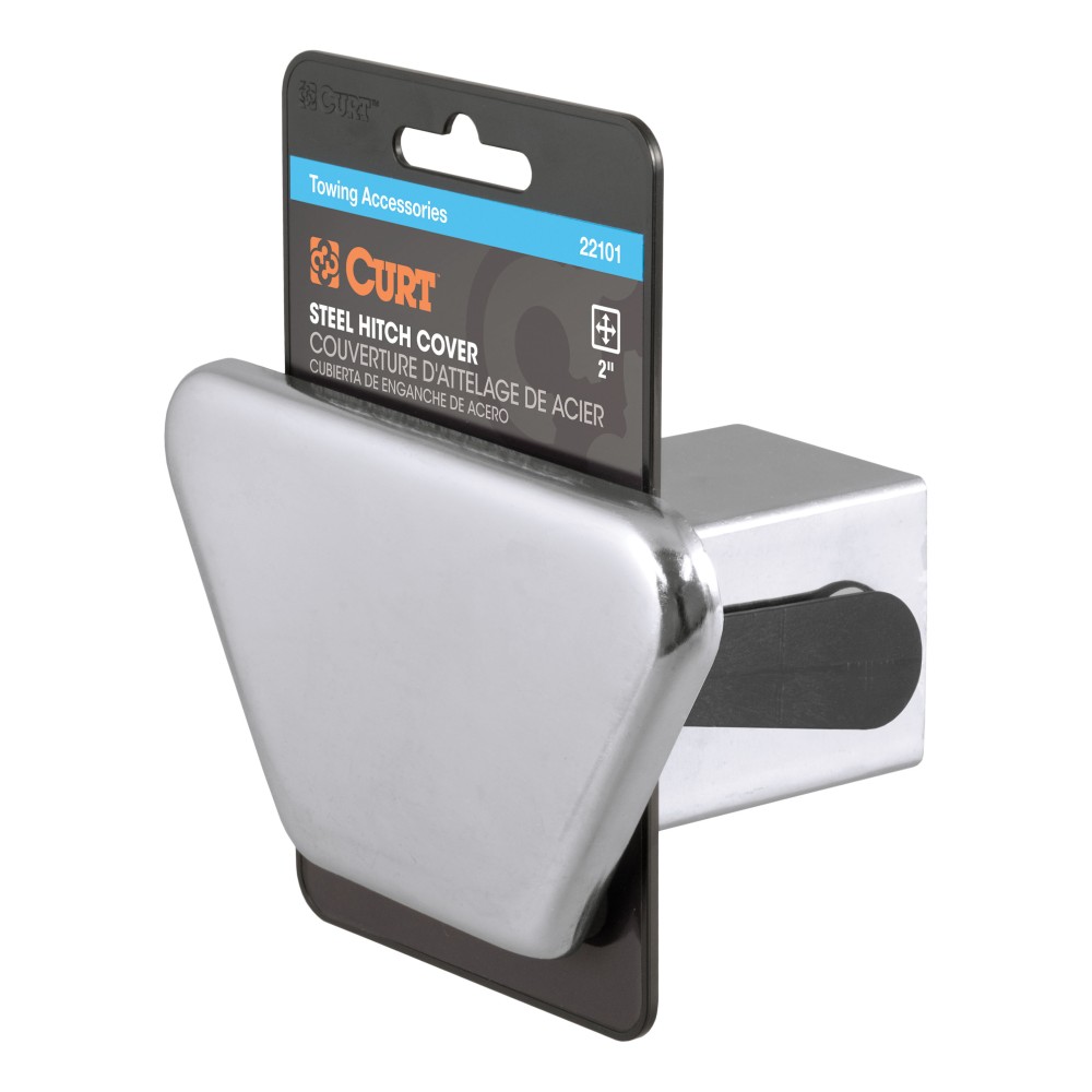 CURT 2x2 Chrome Steel Trailer Hitch Receiver Tube Cover CURT chrome steel receiver tube cover for 2 inch hitch