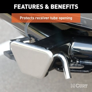 CURT 2x2 Chrome Steel Trailer Hitch Receiver Tube Cover CURT chrome steel receiver tube cover for 2 inch hitch