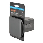 CURT 2x2 Black Plastic Receiver Tube Hitch Cover CURT 2 by 2 inch black plastic receiver tube cover protecting a trailer hitch