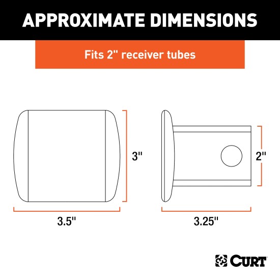CURT 2x2 Black Plastic Receiver Tube Hitch Cover CURT 2 by 2 inch black plastic receiver tube cover protecting a trailer hitch