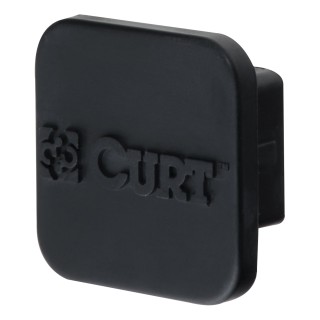 CURT 1-1/4 Inch Rubber Trailer Hitch Receiver Tube Cover CURT rubber trailer hitch cover protecting a 1-1/4 inch receiver from debris