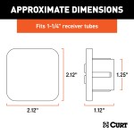 CURT 1-1/4 Inch Rubber Trailer Hitch Receiver Tube Cover CURT rubber trailer hitch cover protecting a 1-1/4 inch receiver from debris