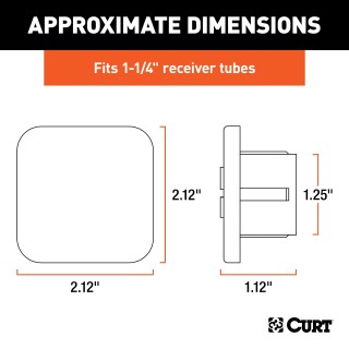 CURT 1-1/4 Inch Rubber Trailer Hitch Receiver Tube Cover CURT rubber trailer hitch cover protecting a 1-1/4 inch receiver from debris
