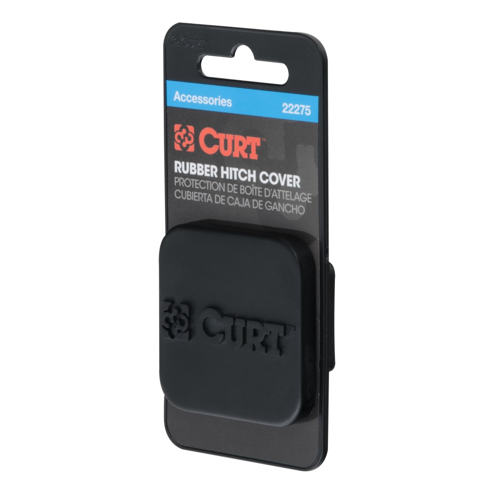 CURT Rubber Hitch Cover for 1-1/4 Inch Receiver Tube CURT rubber hitch cover protecting a 1-1/4 inch receiver tube from dirt and debris