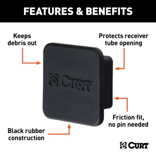 CURT 2-1/2 inch Rubber Hitch Tube Cover for Class 5 Hitches CURT rubber hitch tube cover for 2-1/2 inch class 5 trailer hitches.