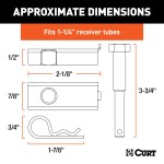 CURT Anti-Rattle Hitch Pin with Threaded Pin and Shim CURT anti-rattle hitch pin kit with threaded pin and shim for quieter towing