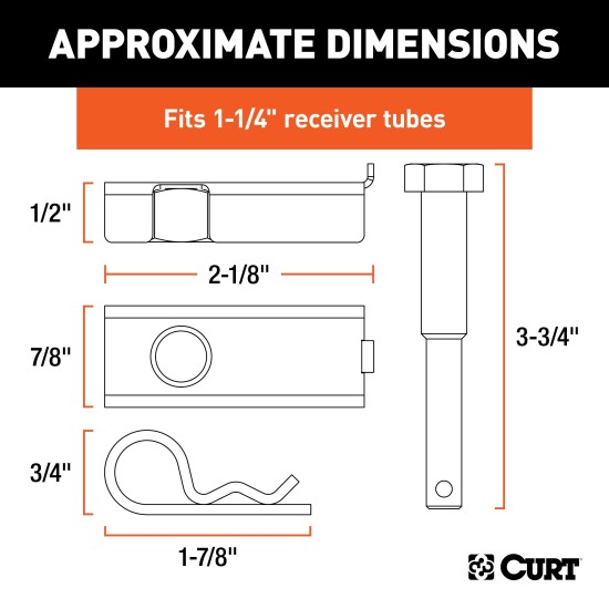 CURT Anti-Rattle Hitch Pin with Threaded Pin and Shim CURT anti-rattle hitch pin kit with threaded pin and shim for quieter towing